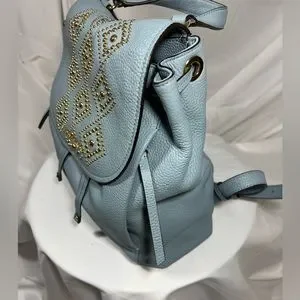 LE Michael Kors Large Baby Blue w/Gold Embellishments Backpack MKF Collection by Mia K. Angela Backpack Bag for Women Vegan  main image 3